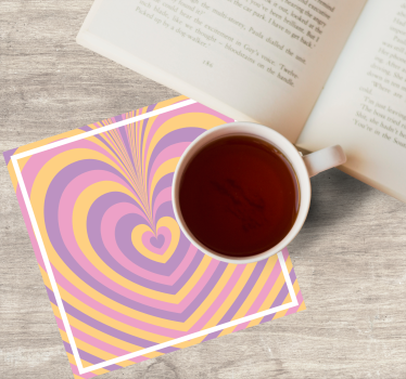 Sottobicchieri vintage con motivi cuori concentrici - TenStickers