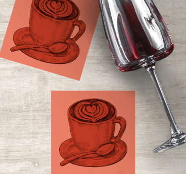 Sottobicchieri vintage con motivo a cuore - TenStickers