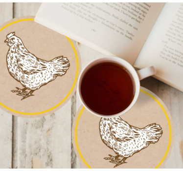 Sottobicchieri vintage con motivo gallinaceo incantevole - TenStickers