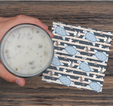 Sottobicchieri vintage design a motivi tartaruga - TenStickers