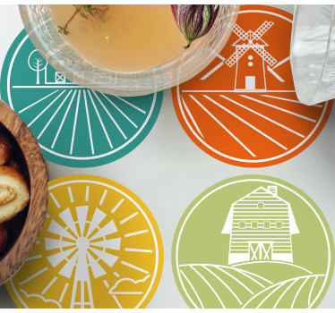 Sottobicchieri vintage grafiche circolari agricole - TenStickers