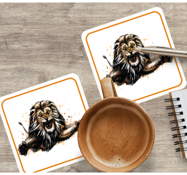 Sottobicchieri vintage illustrazione di leone feroce - TenStickers