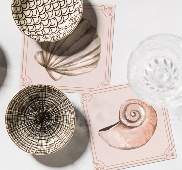 Sottobicchieri vintage illustrazioni di conchiglie eleganti - TenStickers