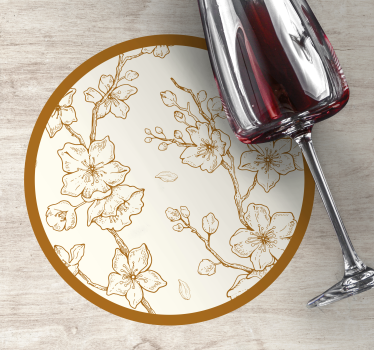 Sottobicchieri vintage in legno inciso floreale - TenStickers