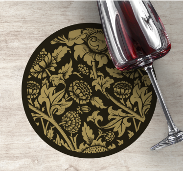 Sottobicchieri vintage motivo floreale oro - TenStickers