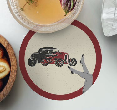 Sottobicchieri vintage rod caliente fiammeggiante - TenStickers