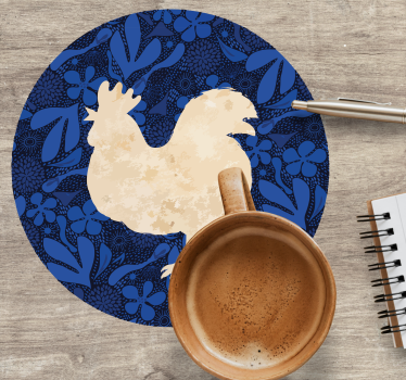 Sottobicchieri vintage silhouette floreale gallo - TenStickers