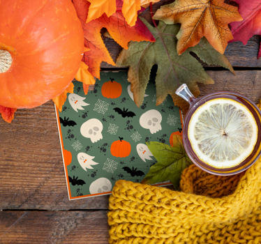 Zucche, fantasmi e ragni modello sottobicchiere di halloween - TenStickers