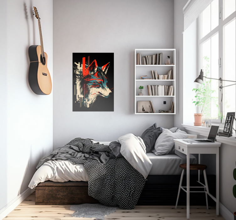 Poster con il lupo con effetto astratto - TenStickers