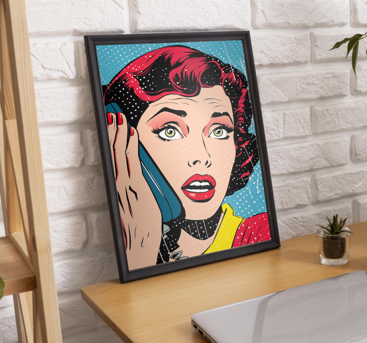 Poster pop art donna al telefono - TenStickers