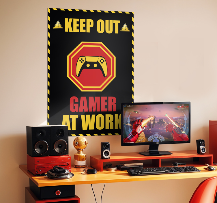Poster videogioco gamer al lavoro - TenStickers