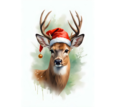 Poster natalizi renna di babbo natale - TenStickers