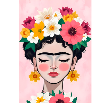 Poster artistico cappello di fiori frida - TenStickers