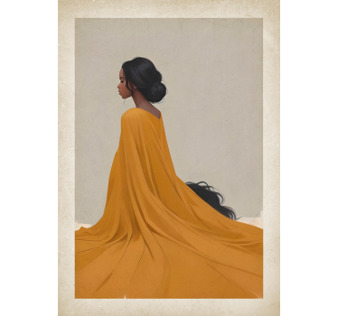 Poster artistico signora in abito arancione - TenStickers