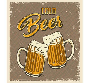 Poster da cucina effetto retro birra fredda sporco - TenStickers