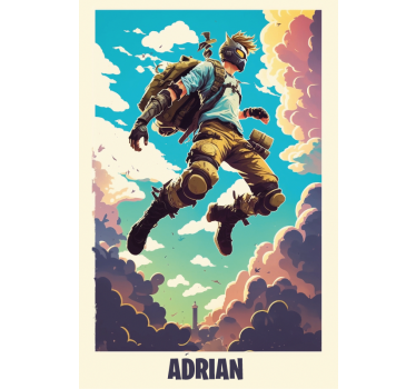Poster cameretta ragazzi personaggio epico con nome - TenStickers