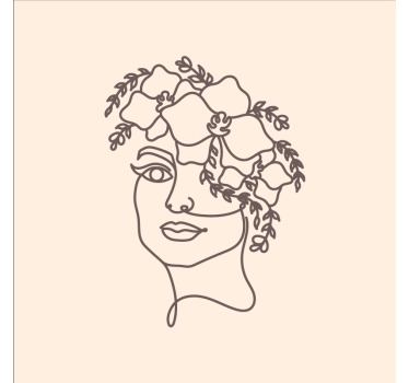 Poster da soggiorno silhouette minimalista donna fiori - TenStickers
