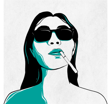 Poster da soggiorno volto di donna che fuma - TenStickers