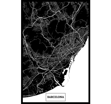 Poster da soggiorno mappa topografica barcellona - TenStickers