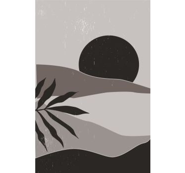 Poster da soggiorno tramonto in bianco e nero nel deserto - TenStickers