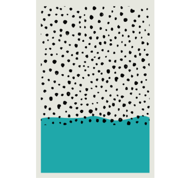 Poster da soggiorno pittura astratta blu con punti neri - TenStickers