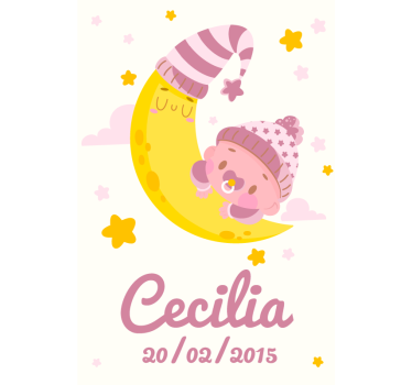 Poster cameretta bambino con nome e data di nascita - TenStickers