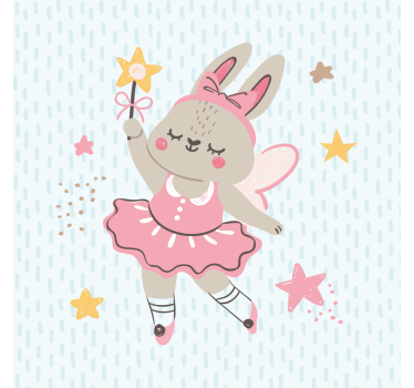 Poster cameretta illustrazione fata con conigli e stelle - TenStickers