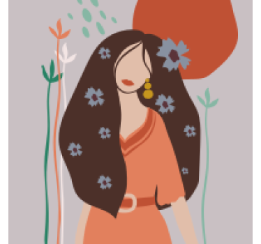 Poster con fiori donna astratta con capelli lunghi - TenStickers