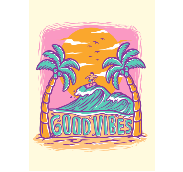 Poster giovanili buone vibrazioni surf - TenStickers