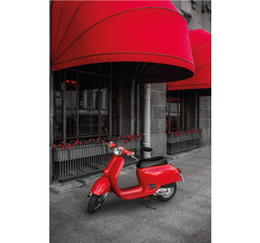 Poster delle città scooter italiano rosso parcheggiato - TenStickers