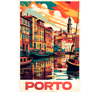 Poster delle città poster vintage di oporto - TenStickers