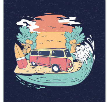 Poster delle città scena del van da surf - TenStickers