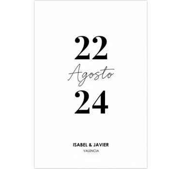Poster da parete personalizzati data di nozze minimalista - TenStickers