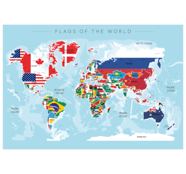 Poster con mappamondo e bandiere - TenStickers