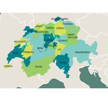 Poster con mappa della Svizzera - TenStickers