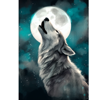 Poster con lupo che ulula alla luna - TenStickers