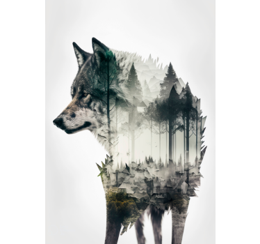 Poster con il lupo e la foresta - TenStickers