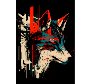 Poster con il lupo con effetto astratto - TenStickers