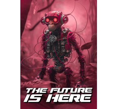 Poster scimmia robotica colore Viva Magenta - TenStickers