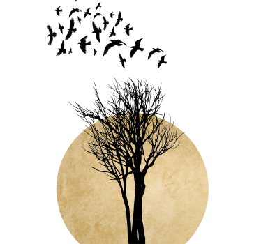 Poster di alberi sagoma di albero con uccelli - TenStickers