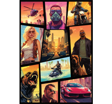 Poster cameretta ragazzi collage di avventure e azioni - TenStickers