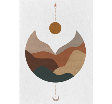 Poster artistico tramonto minimalista e montagne - TenStickers