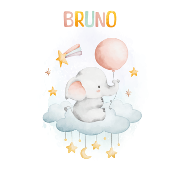 Poster cameretta elefante su una nuvola - TenStickers