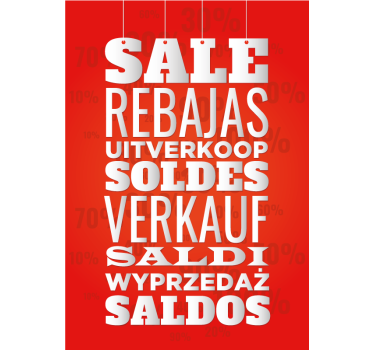 Tutti i poster promozione di vendita in diverse lingue - TenStickers