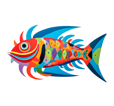 Poster artistico pesci multicolori - TenStickers