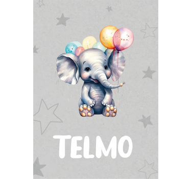 Poster di altri animali elefantino con palloncini - TenStickers