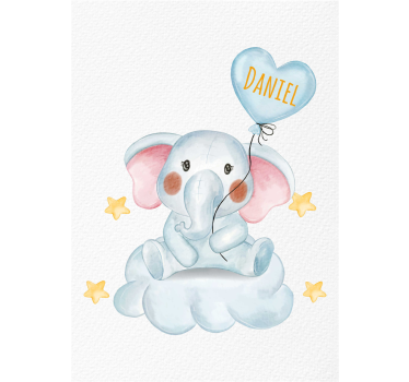 Poster cameretta simpatico elefante con palloncino - TenStickers