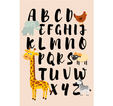 Poster cameretta animali che giocano con l'alfabeto - TenStickers