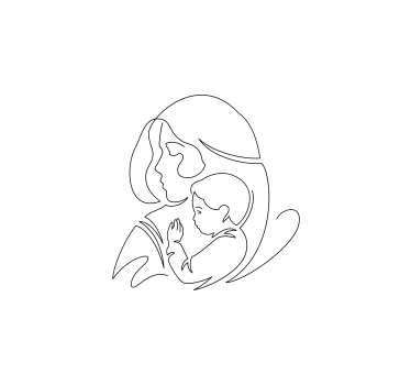 Poster da soggiorno disegno a tratteggio di madre e figlio - TenStickers