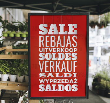 Tutti i poster promozione di vendita in diverse lingue - TenStickers
